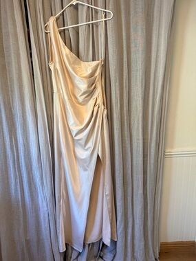 BHLDN Satin One-Shoulder Gown - Soft Champagne